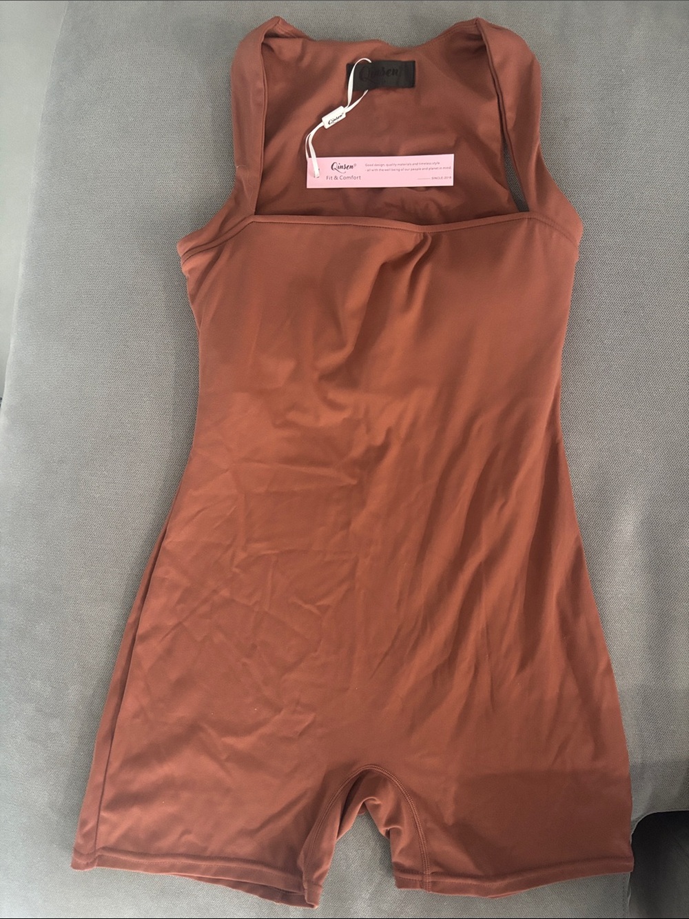 Women’s Square-Neck Rust Brown Sleeveless Romper